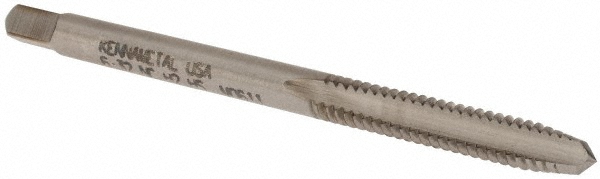 Straight Flute Tap: #6-32 UNC, 2 Flute, Plug Chamfer, 3B Class of Fit, High-Speed Steel, Bright/Uncoated Finish - 11/16" Thread Length, 2" OAL, Right Hand, H2, Series 5305 & 5303