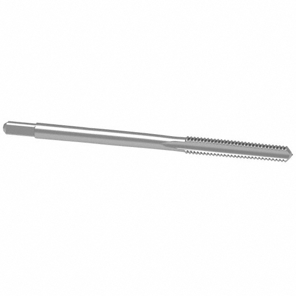 Straight Flute Tap: #6-32 UNC, 2 Flute, Plug Chamfer, 2B Class of Fit, High-Speed Steel, Bright/Uncoated Finish - 11/16" Thread Length, 2" OAL, Right Hand, H3, Series 5305 & 5303