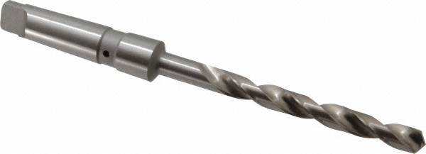 Taper Shank Drill Bit: 17/32" Dia, 3MT, 118 &deg; Point, Cobalt - Bright/Uncoated Finish, 5-1/8" Flute Length, 9-3/4" OAL, Standard Point, Spiral Flute