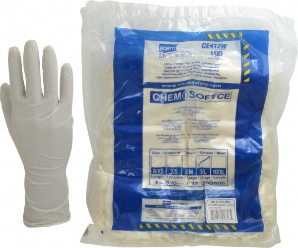 North CE412W/L Disposable Gloves: Size Large, 4 mil, Nitrile Image