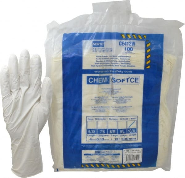 North CE412W/XL Disposable Gloves: Size X-Large, 4 mil, Nitrile 