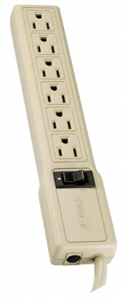 Power Outlet Strips; Amperage: 15 A; Amperage: 15 A; Voltage: 120 V; Number of Outlets: 6; Number Of Outlets: 6; Mounting Type: Free Hanging; Keyhole; Strip Length: 10.6300 in; Cord Length: 4 ft; Voltage: 120 V; Overall Depth: 1.7000 in; Strip Length (Inc