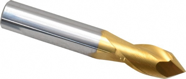 Drill Mill: 7/16" Dia, 1" LOC, 2 Flutes, 90 ° Point, Solid Carbide