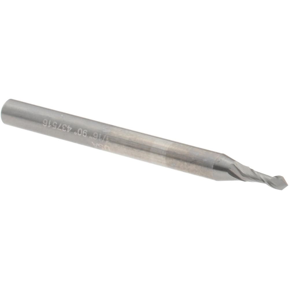 Drill Mill: 1/16" Dia, 3/16" LOC, 2 Flutes, 90 ° Point, Solid Carbide