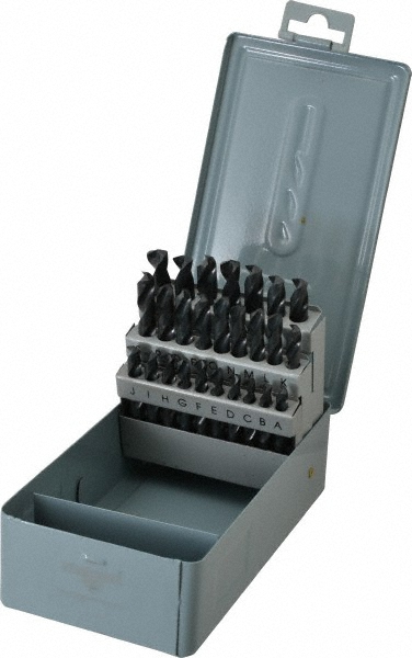 Drill Bit Set: Screw Machine Length Drill Bits, 26 Pc, 118 °, High Speed Steel