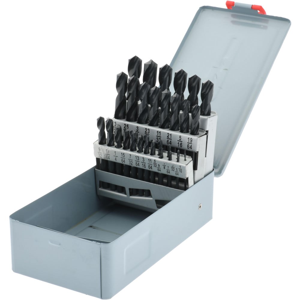 Drill Bit Set: Screw Machine Length Drill Bits, 29 Pc, 118 °, High Speed Steel