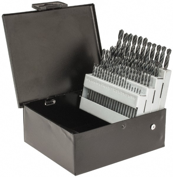 Drill Bit Set: Screw Machine Length Drill Bits, 60 Pc, 118 °, High Speed Steel