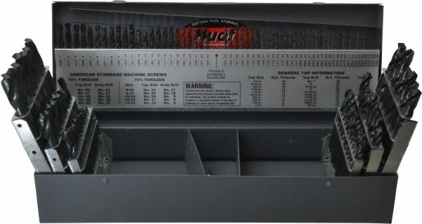 Drill Bit Set: Screw Machine Length Drill Bits, 115 Pc, 0.04" Drill Bit Sizes118 °, High Speed Steel