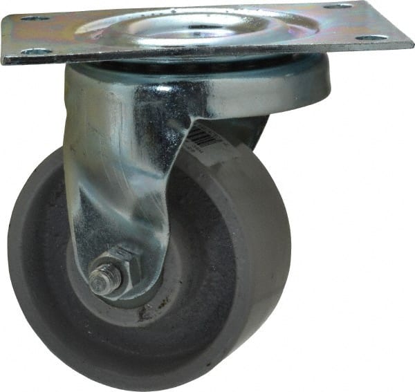 Fairbanks 23-3-IRB Swivel Top Plate Caster: Semi-Steel, 3" Wheel Dia, 1-1/4" Wheel Width, 350 lb Capacity, 4" OAH 