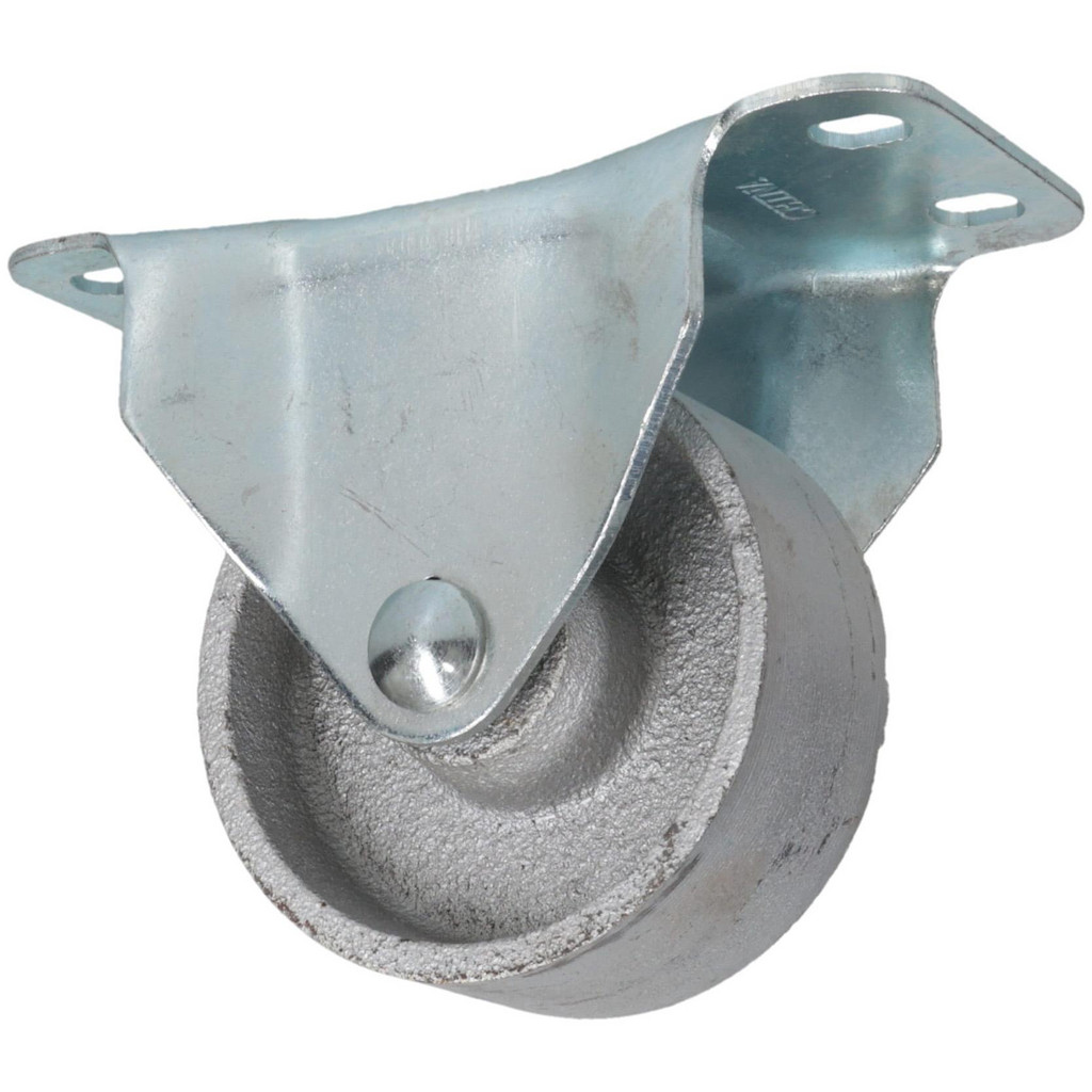Fairbanks Rigid Top Plate Caster: Semi-Steel, 350 lb, 3" Dia, 1-1/4" Wide, 4" OAH - 2-1/4 x 5-1/8" Plate, 1-3/16 x 4" Bolt Hole Pattern