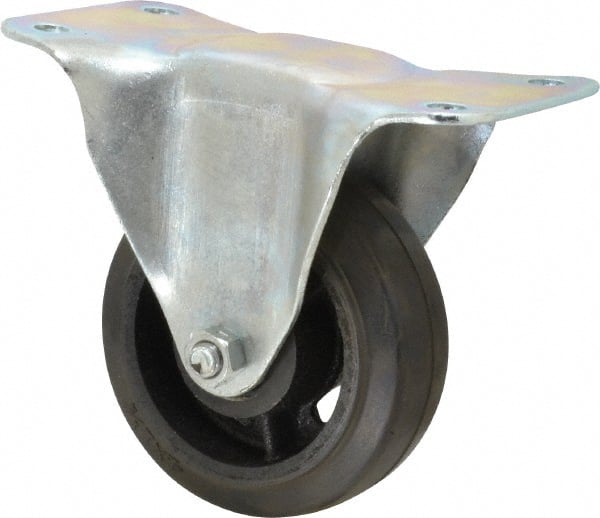 Fairbanks 33-4-RT Rigid Top Plate Caster: Rubber, 4" Wheel Dia, 1-1/2" Wheel Width, 200 lb Capacity, 5-1/4" OAH 