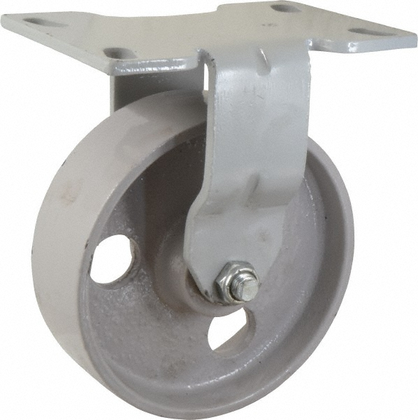 Rigid Top Plate Caster: Semi-Steel, 6" Wheel Dia, 2" Wheel Width, 1,200 lb Capacity, 7-1/4" OAH - 6.25" Plate Length, 4.5" Plate Width