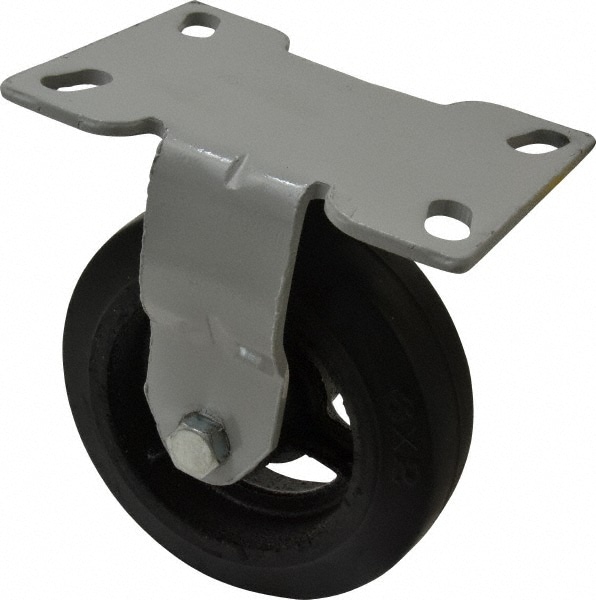 Fairbanks 1-W36-6-RT Rigid Top Plate Caster: Rubber, 6" Wheel Dia, 2" Wheel Width, 410 lb Capacity, 7-1/4" OAH 