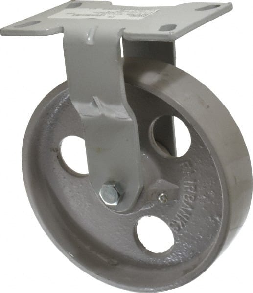 Fairbanks 1-W36-8-IRB Rigid Top Plate Caster: Semi-Steel, 8" Wheel Dia, 2" Wheel Width, 1,200 lb Capacity, 9-1/2" OAH 