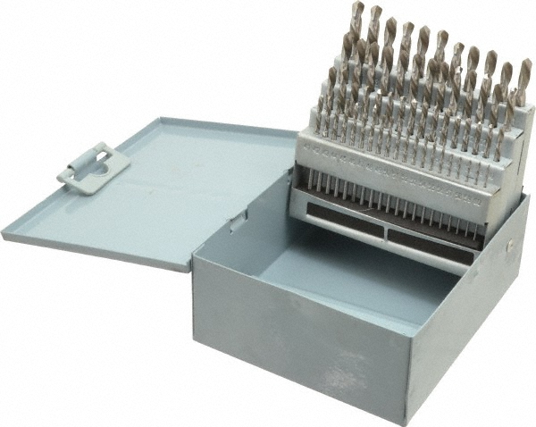 Drill Bit Set: Screw Machine Length Drill Bits, 60 Pc, 118 °, High Speed Steel