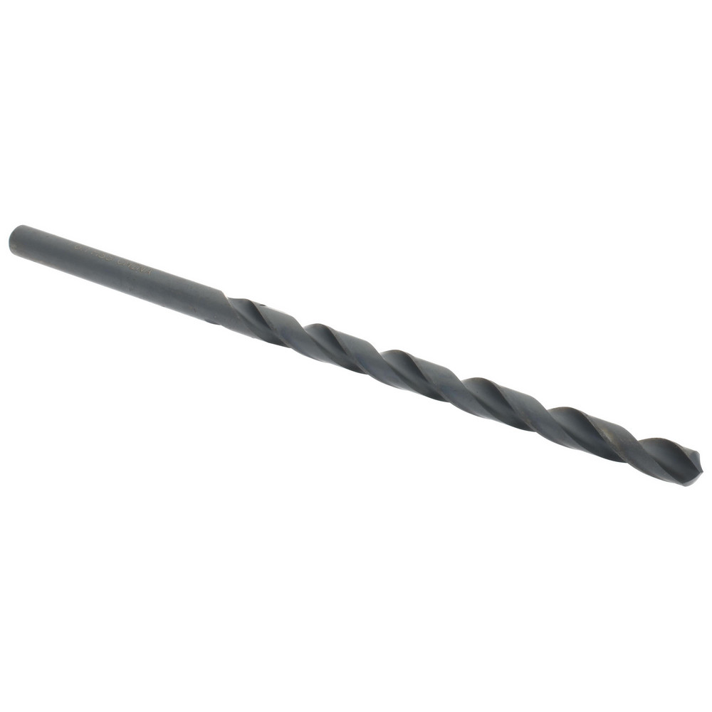 Taper Length Drill Bit: 6.10 mm (0.2402) Dia, 118 deg, HSS - Oxide Finish, 97.00 mm Flute Length, 148.00 mm OAL, Right Hand Cut, Regular Spiral Flute, Straight-Cylindrical Shank