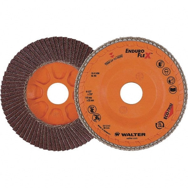 Flap Disc: 7/8" Hole, 60 Grit, Zirconia Alumina, Type 27