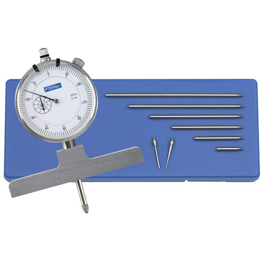0 to 22 Inch Range, Steel, White Dial Depth Gage