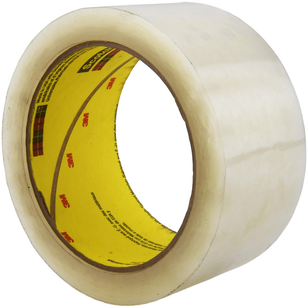 3M | Scotch Packing Tape: 1-7/8" Wide, 54.6 yd Long, Clear, Rubber Adhesive - Polypropylene, 2.5 mil Thick, 60 lb/in Tensile Strength, Series 373 |