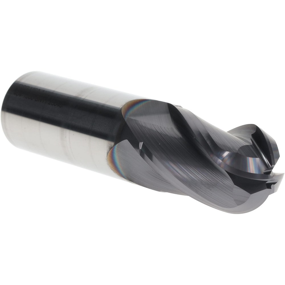 Ball End Mill: 1" Dia, 1-1/2" LOC, 4 Flute, Solid Carbide