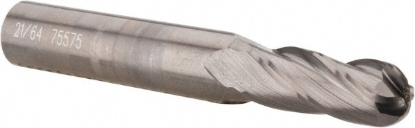 OSG 404-3281-BN Ball End Mill: 0.3281" Dia, 0.875" LOC, 4 Flute, Solid Carbide Image