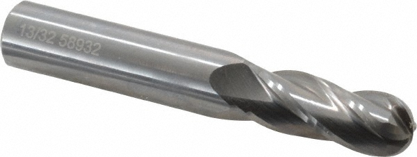 OSG 404-4062-BN Ball End Mill: 0.4063" Dia, 1" LOC, 4 Flute, Solid Carbide Image