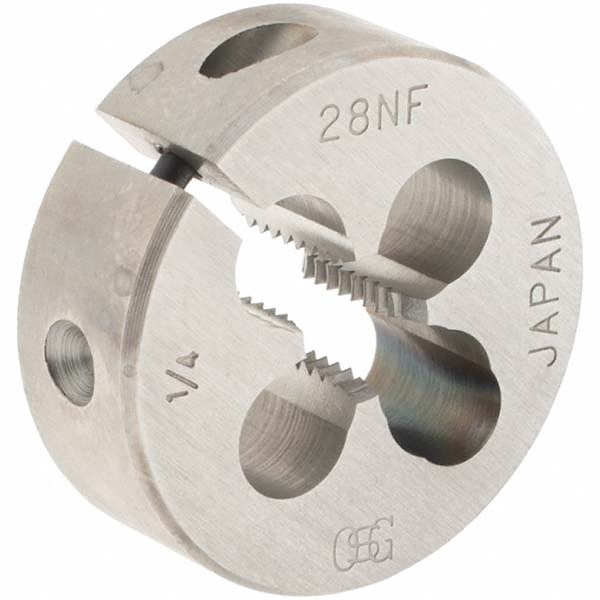 Round Die: 1/4-28, 1" OD, High Speed Steel