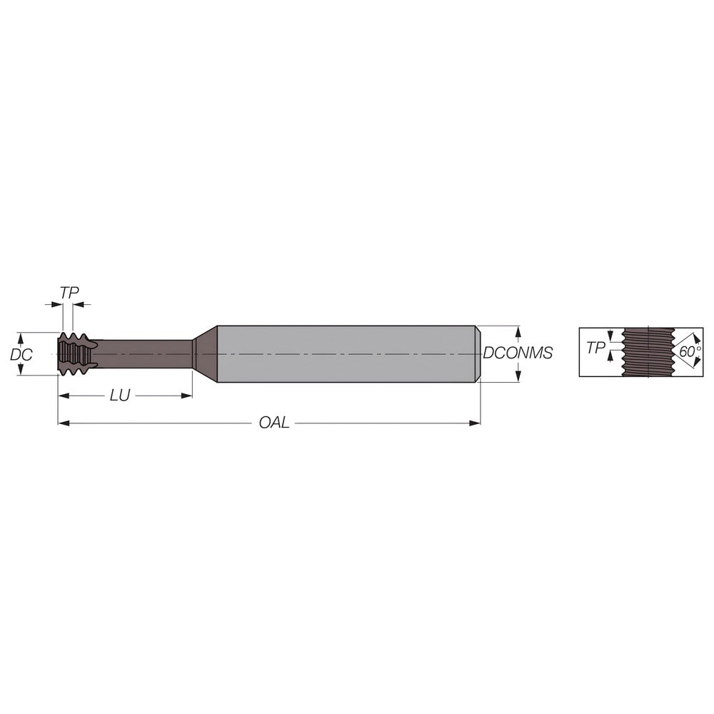 Tool Flo Helical Flute Thread Mill 6 32 Internal 3 Flute 300 Mm