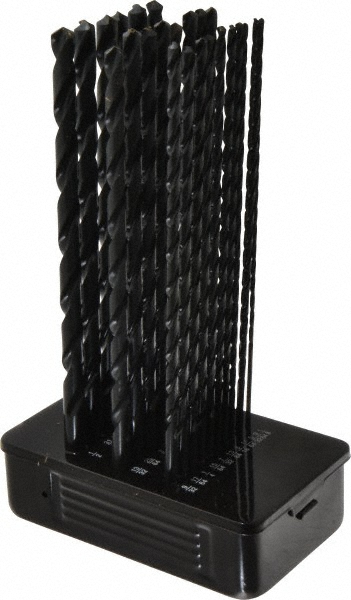 Value Collection 1435122 1/8 to 1/2", 118&deg; Point, Oxide Finish, High Speed Steel Aircraft Extension Length Drill Bit Set Image