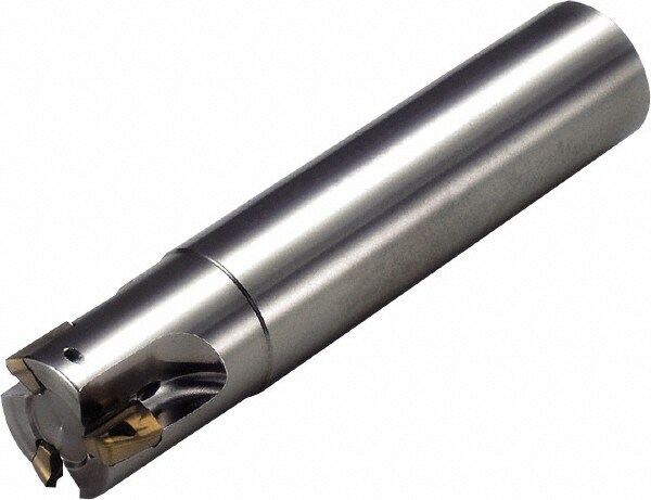 1" Cut Diam, 0.394" Max Depth, 1" Shank Diam, Cylindrical Shank, 6.3" OAL, Indexable Square-Shoulder End Mill