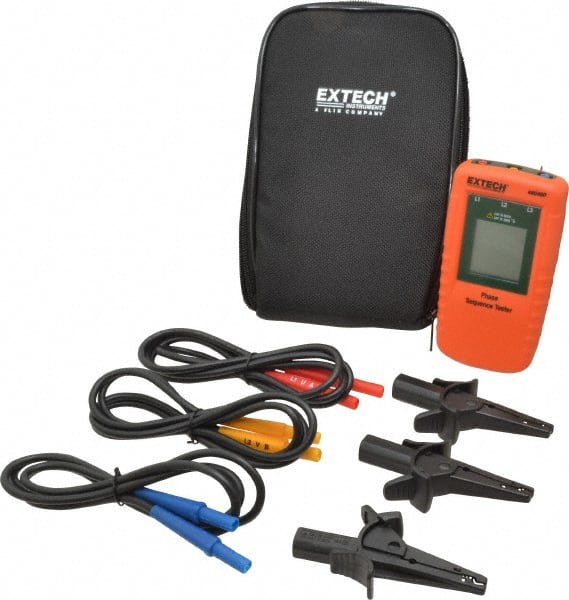 Extech 480400 3 Phase, 40 to 600 VAC, 15 to 400 Hz, 32 to 104°F, LCD Display Phase Rotation Tester 