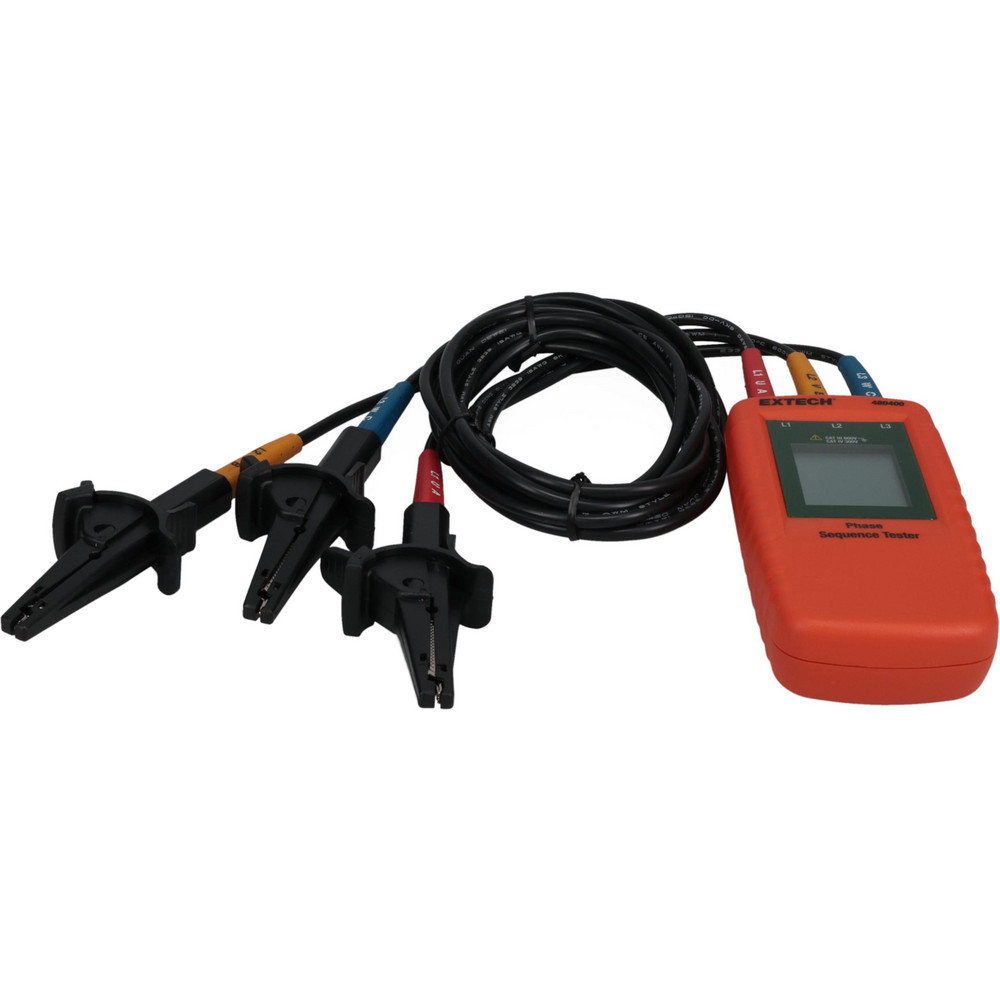 3 Phase, 40 to 600 VAC, 15 to 400 Hz, 32 to 104°F, LCD Display Phase Rotation Tester