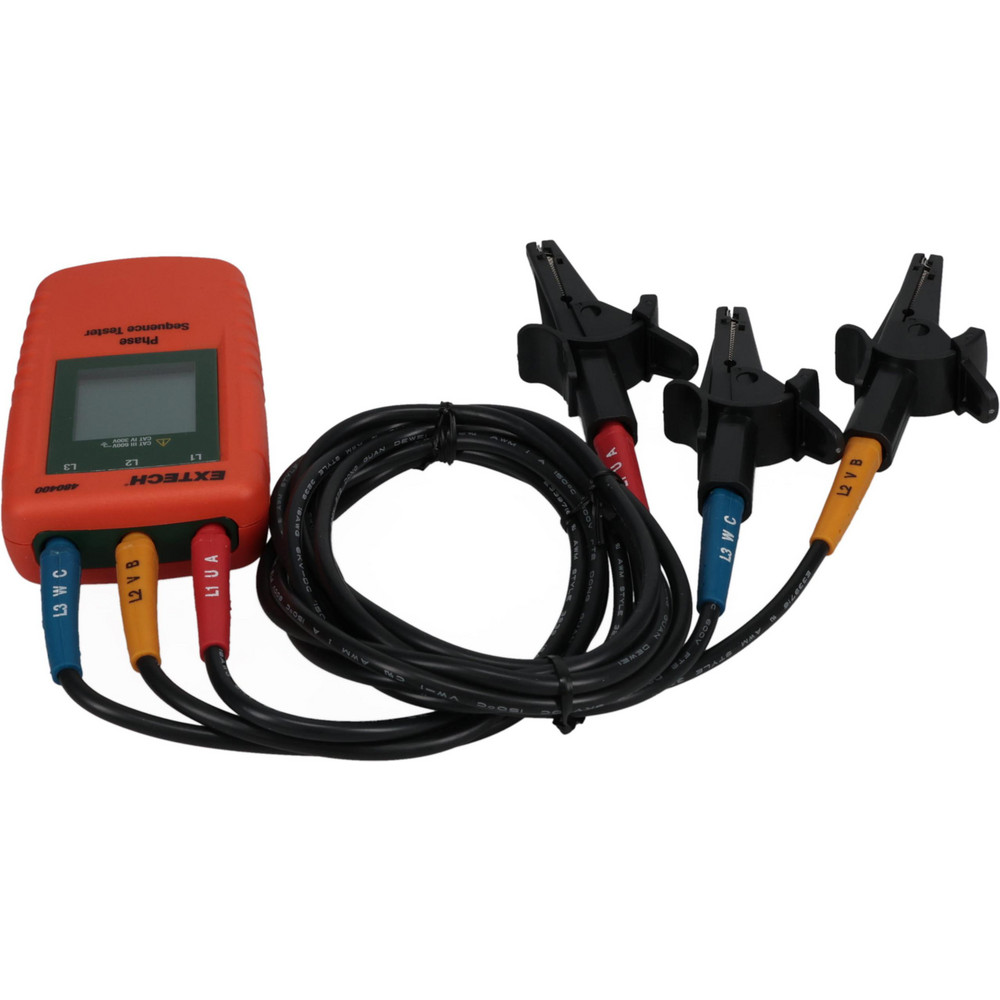 Exotech Rotation Meter Extech - 3 Phase, 40 to 600 VAC, 15 to 400 Hz, 32 to 104°F, LCD Display ...
