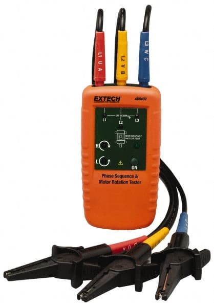 Extech 480403 3 Phase, 40 to 600 VAC, 2 to 400 Hz, 32 to 104°F, LED Display Phase Rotation Tester 