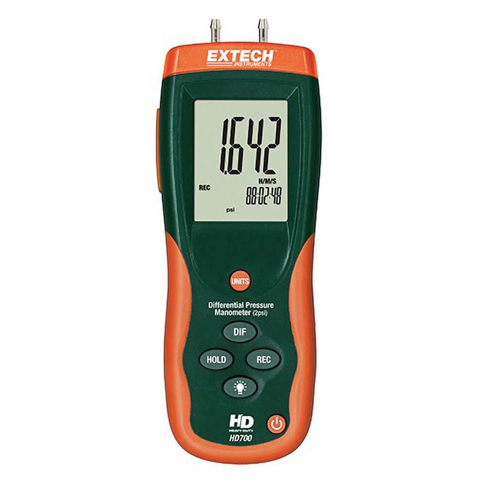 Extech HD700 2 Max psi, +/-0.3% FS% Accuracy, Differential Pressure Manometer 