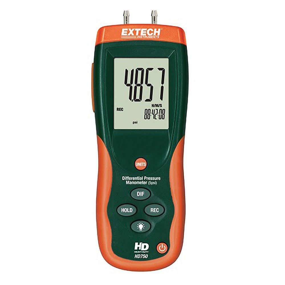 Extech HD750 5 Max psi, +/-0.3% FS% Accuracy, Differential Pressure Manometer 