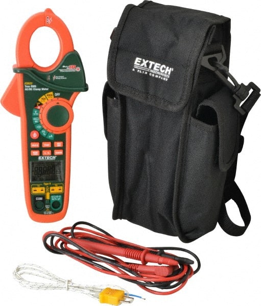 Extech EX623 Auto Ranging Clamp Meter: CAT III, 1.25" Jaw, Clamp On Jaw 