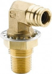 Push-To-Connect Tube to Male & Tube to Male NPT Tube Fitting: Male Bulkhead Elbow, 1/2" Thread, 1/2" OD