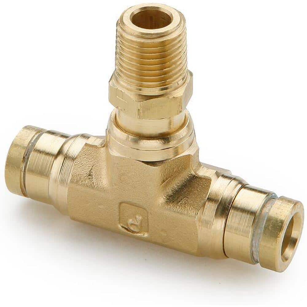Push-To-Connect Tube to Male & Tube to Male NPT Tube Fitting: Swivel Male Branch Tee, 1/8" Thread, 1/4" OD