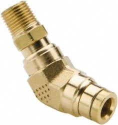 Parker 179PTC-4-2 Push-To-Connect Tube to Male & Tube to Male NPT Tube Fitting: Swivel 45 ° Male Elbow, 1/8" Thread, 1/4" OD Image