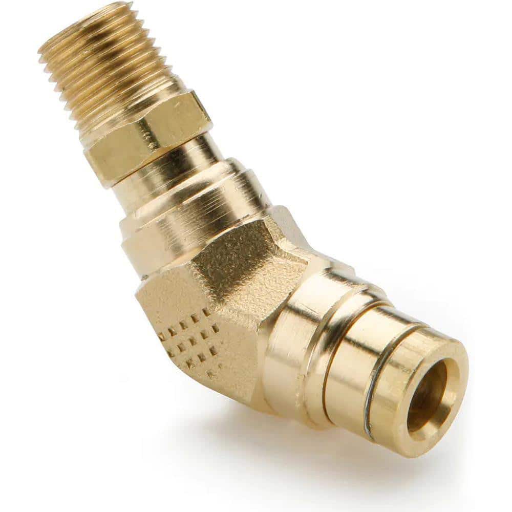 Push-To-Connect Tube to Male & Tube to Male NPT Tube Fitting: Swivel 45 ° Male Elbow, 1/4" Thread, 1/2" OD