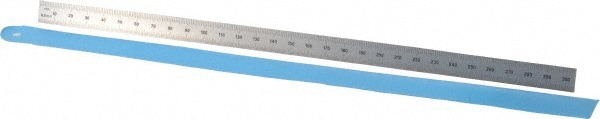 Steel Rule: 12" OAL, English & Metric Graduation, Flexible, 1/2" OAW