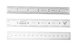 Steel Rule: 24" OAL, English & Metric Graduation, Rigid, 1-1/8" OAW