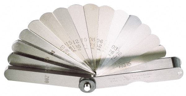 26 Piece, 0.0015 to 0.035" Thick, Parallel Feeler Gage Set