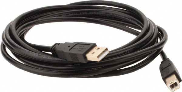 10' Long, USB A/B Computer Cable - Black, Male x Male
