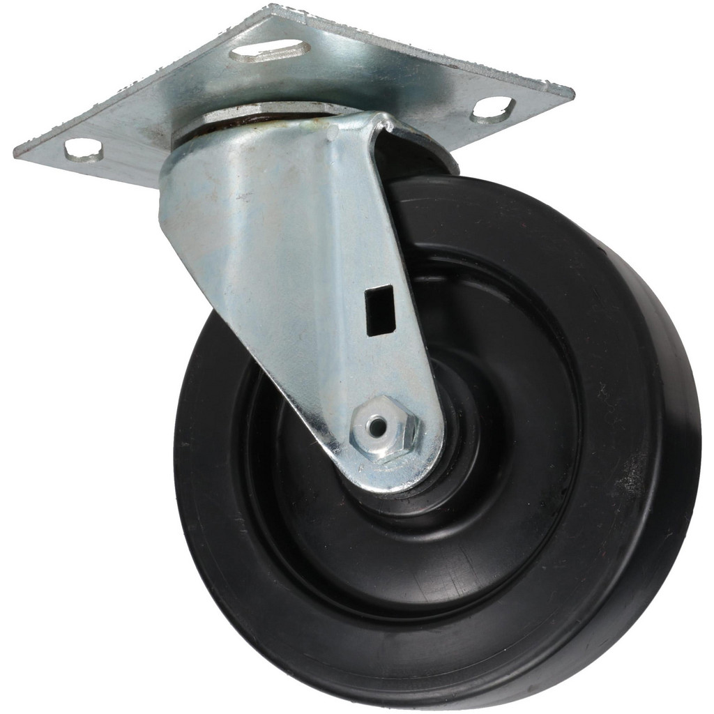 E.R. Wagner Swivel Top Plate Caster: Polyolefin, 350 lb, 5" Dia, 1-3/8" Wide, 6-1/16" OAH - 3-3/4 x 4-5/8" Plate, 2-5/8 x 3-5/8 Slotted to 3 x 3"