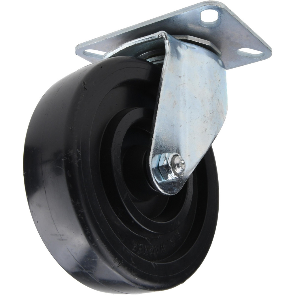 E.R. Wagner Swivel Top Plate Caster: Polyolefin, 350 lb, 5" Dia, 1-3/8" Wide, 6-1/16" OAH - 3-1/8 x 4-1/8" Plate, 2-3/8 x 3-3/8 Slotted to 1-3/4 x 3"