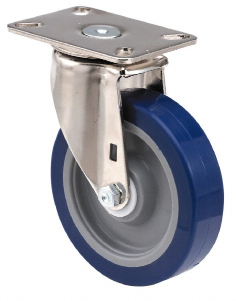 E.R. Wagner 3F28A6B26000797 Swivel Top Plate Caster: Thermoplastic Rubber, 6" Wheel Dia, 1-1/2" Wheel Width, 280 lb Capacity, 7-3/8" OAH Image