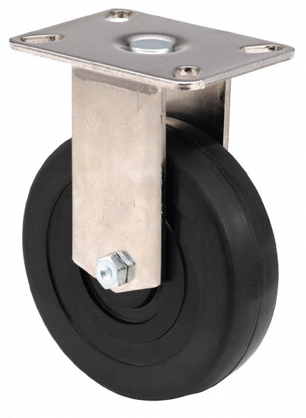 E.R. Wagner 3F2346B25000797 Rigid Top Plate Caster: Polyurethane, 6" Wheel Dia, 1-1/2" Wheel Width, 450 lb Capacity, 7-3/8" OAH Image