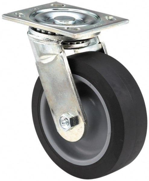 E.R. Wagner 1F8806525000191 Swivel Top Plate Caster: Polyurethane, 6" Wheel Dia, 2" Wheel Width, 1,200 lb Capacity, 7-1/2" OAH 